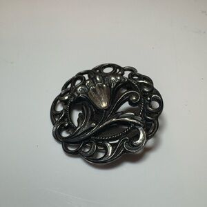 Vintage Ornate Scarf/Dress Clip With A Tulip/Flower